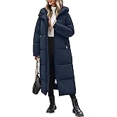 Jyanl Womens Long Winter Puffer Coat Quilted Jackets Warm Hooded Coat Maxi Length Parka Down Thick Outerwear Side Zip Slit