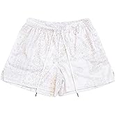 BOOMLEMON Mens Paisley Shorts Mesh Graphic Print Retro Casual Shorts Athletic Gym Basketball Running Short Pants