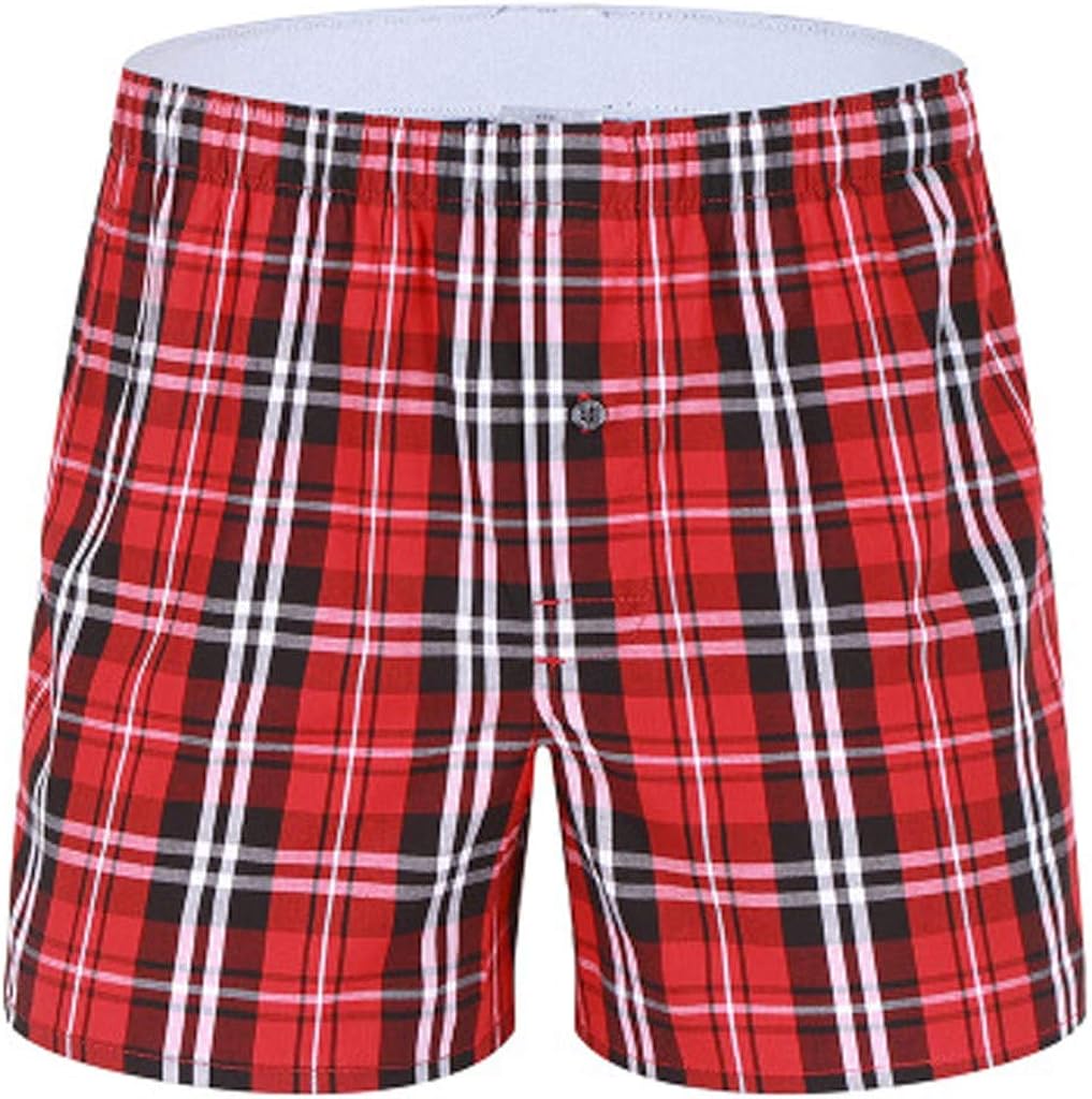 iHHAPY Men's Boxer Shorts Plaid Pajama Pants Comfort Cotton Pants Sleeping Shorts 2020 Spring Summer Loungewear M-3XL