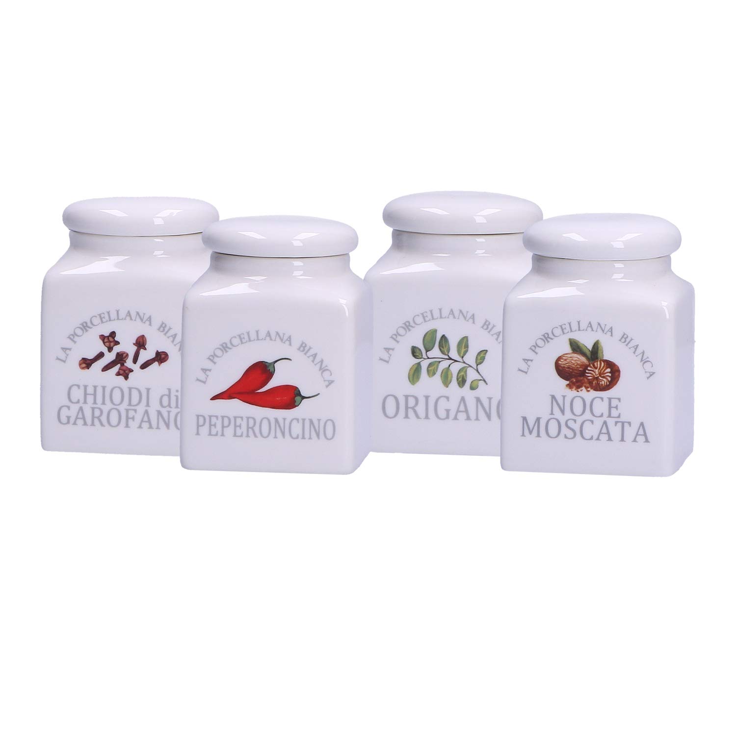 La Porcellana Bianca Conserva Porcelain Covered Spices Container 4 Pcs Mix In Gift Box