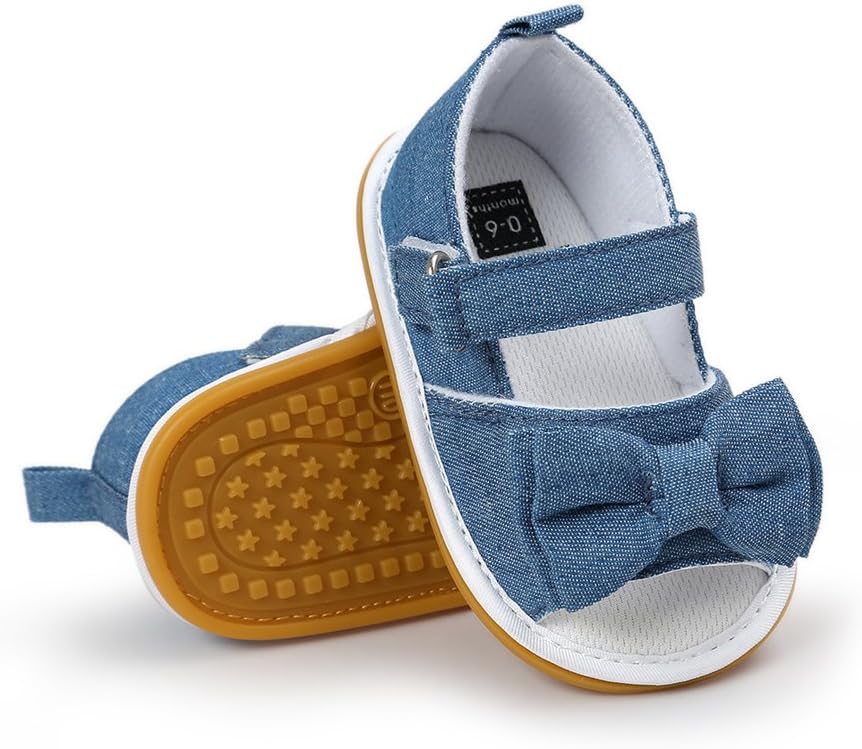 Baby Girls Sandals Baby Grirls Shoes Stripe Lattice with Bow Knot Toddler Shoes Hook Loop Closure Type Soft Sole Shoes for Outdoor
