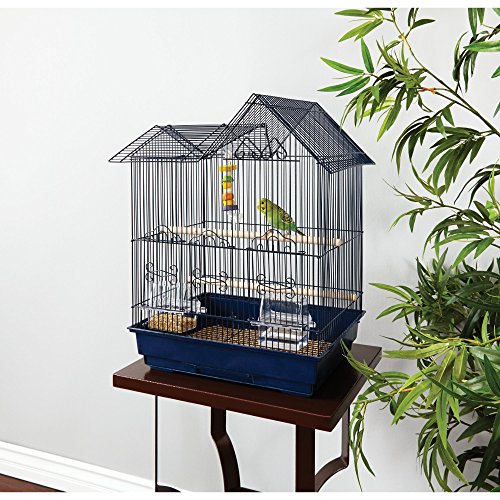 You & Me Parakeet Ranch House Cage, Navy, 16.5 in, Blue