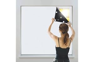 AJAZZ Magic Tape Portable Shades NO Drill Cordless Blackout Curtain Adjustable Easy Install Shade for Bedroom Living Room Dorm Kitchen Home Decoration(White, 55" W x 63" L) 1 Panel