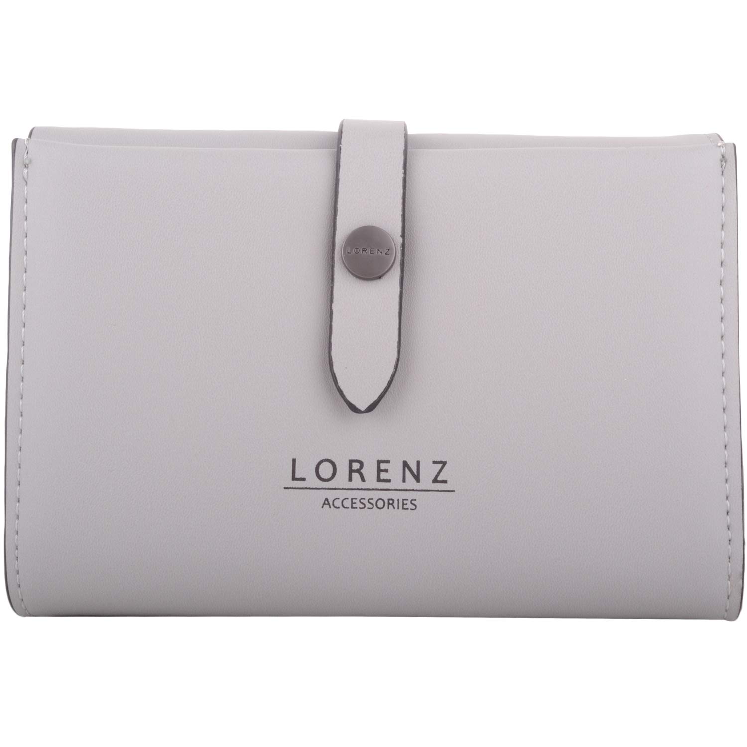 Womens Medium Notebook Style Smooth PU RFID Money Coin Credit Card Purse - Grey