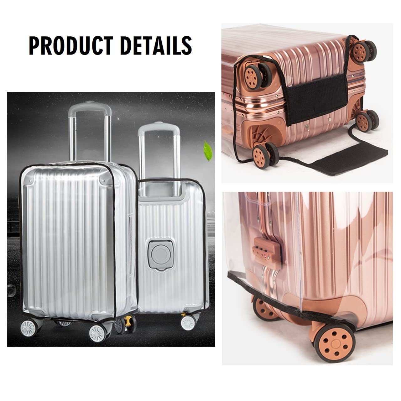 Clear PVC Suitcase Cover Protectors Transparent Luggage Cover Waterproof Wheeled Suitcase Dust Cover Dustproof Travel Luggage Sleeve Protector (30