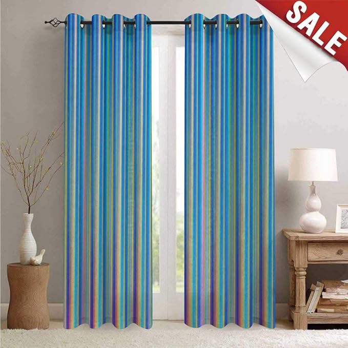 Aishare Store Soundproof Blackout Curtains,Colorful Aesthetics Pattern