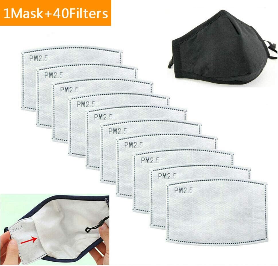 OWSEN 40PCS N95 Cotton PM 2.5 Anti-Dust Mask Cotton Masks Filter Replacement Set Anti Dust Respirator Washable Reusable Face Protect Breath Protection (for Adults) Random Color