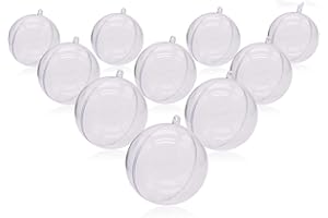 AOKELY 10 Pack Christmas Ornaments Ball Clear Plastic Fillable DIY Craft Ball Ornament 70mm/2.75in Xmas Tree Decoration Transparent Balls for New Years Wedding Home Decor Storage