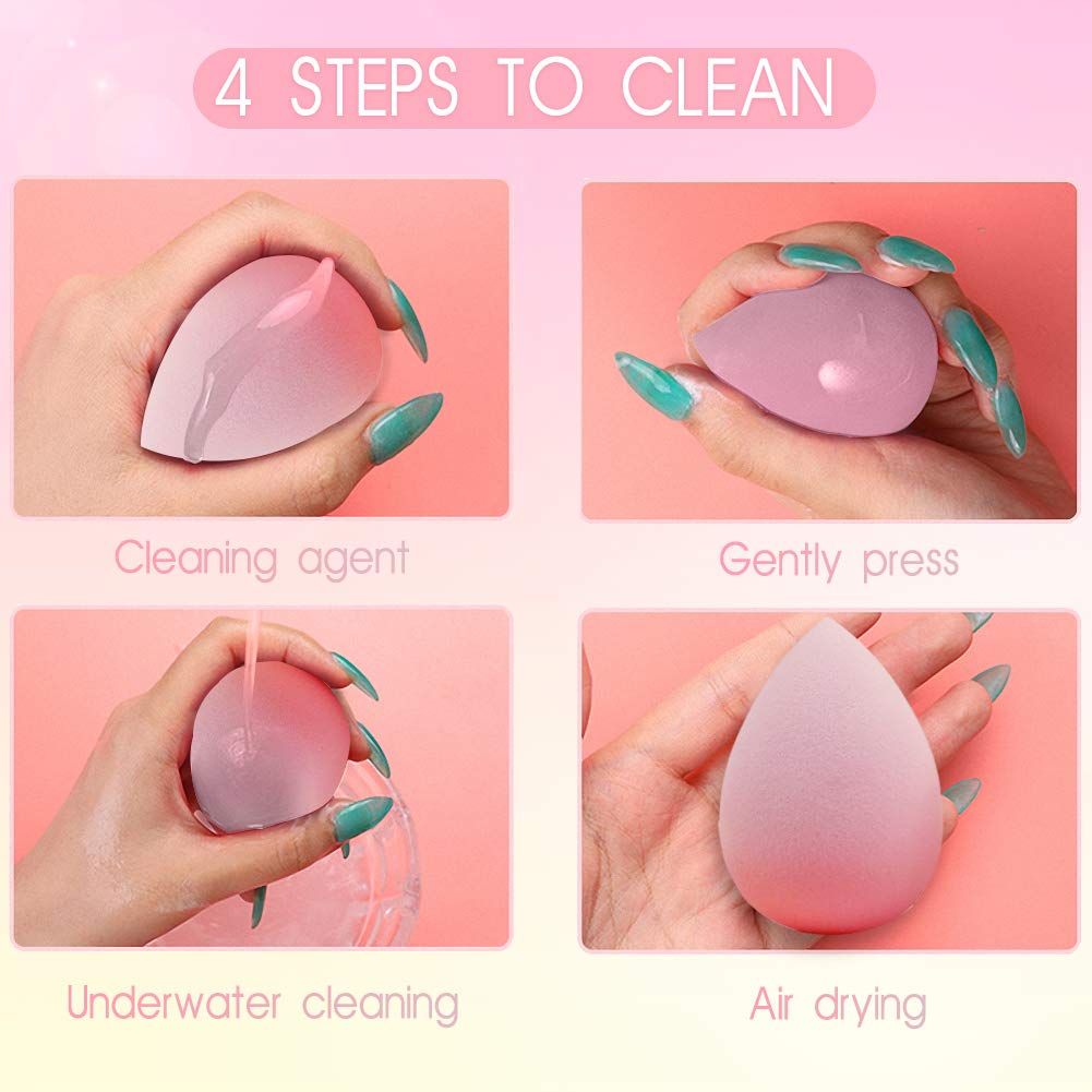BEAKEY Color-Changing Makeup Sponge Set Blender Beauty Foundation Blending Sponge, Flawless for Liquid, Cream, and Powder, 2 Pcs : Beauty