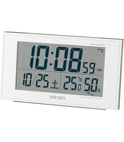SEIKO スタンダードデジタルクロックSQ677W ホワイト　時計　卓上 Amazon.co.jp: セイコー クロック 目覚まし時計 ハイブリッドソーラー