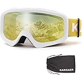 Karsaer Ski Goggles Anti-Fog Snow Goggles OTG 100% UV Protection Snowboard Goggles Bendable Dual-Lenses for Men Women Youth