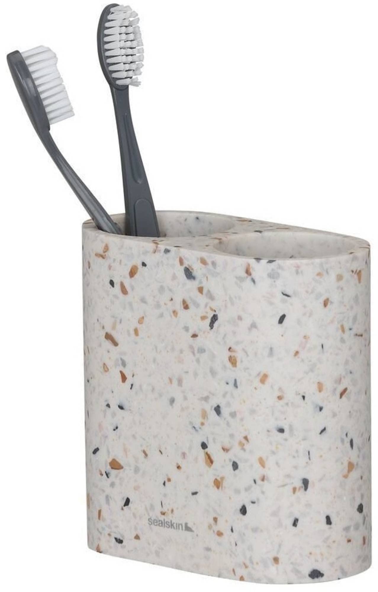 Sealskin Toothbrush Holder, Blend Double Freestanding Terrazzo, 121 x 117 x 61 mm, Terazzo, Grey-beige