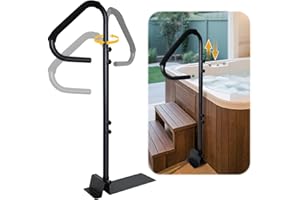 AOSSA Hot Tub Handrail, Spa Tub Side Safety Rail, 47"-59" Adjustable Height, 360° Hot Tub Handle for Entry, Spa Grab Bar Railing for Indoor Outdoor, Swim Spas, Pools with Slide Under Mount Base