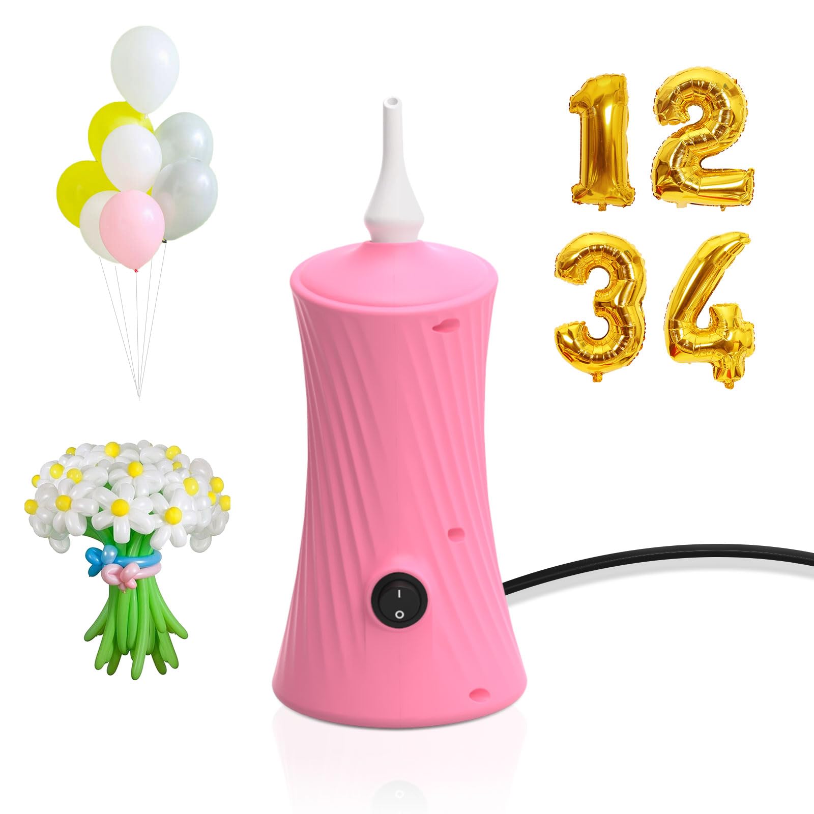 Photo 1 of Kusamue Balloon Pump Electric Air Pump for Long Balloon Inflator Blower Machine for Birthday Party Celebration Balloons Decorations for Twisty Animal Balloons(Pink)
