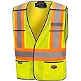 Pioneer High Visibility Tear-Away Safety Vest for Men & Women - Breathable Mesh - Class 2 - 4 Pockets - Yellow/Green