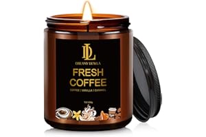 DL DREAMY DEWLA Fresh Coffee Candles, Coffee Scented Candle, Natural Soy Candles for Home Scented, Long Lasting with 50 Hour Burn Time, Gifts for Men Women