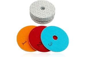 SHDIATOOL 4-Inch Diamond Polishing Pads 3-Step 3 Set Sanding Pads Grinding Pads for Marble, Soft Artificial Stone 9PCS
