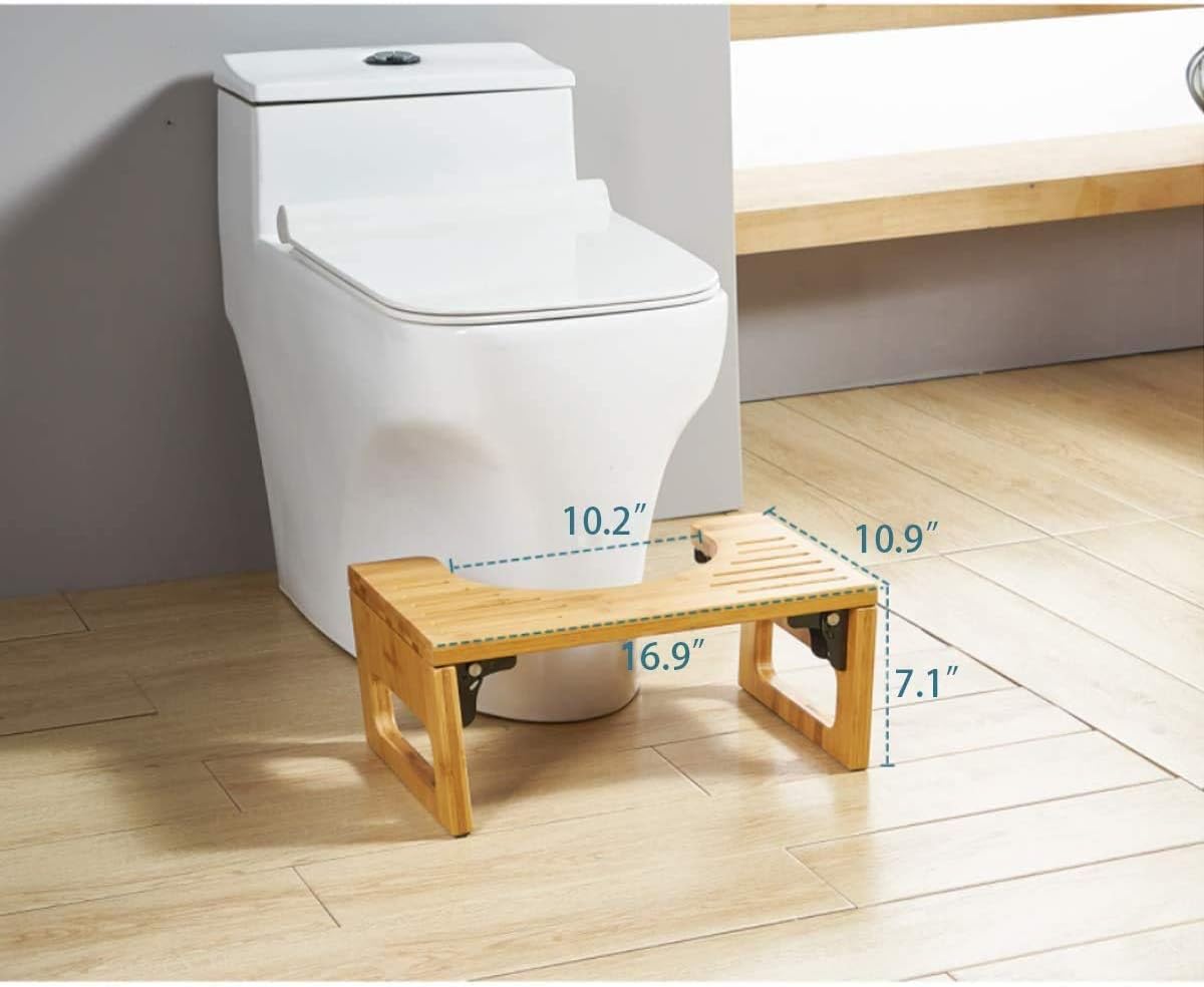 AmazerBath 7 Inch Bamboo Toilet Stool Collapsible Toilet Potty Stool for Bathroom, Men, Women -Burlywood Color: Health & Personal Care