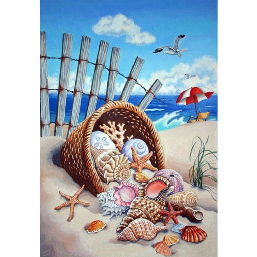 5D Diamond Painting Kits, Starfish Shell Beach Sea Seagull WOWDECOR Full Drill DIY Diamond Art Cross Stitch Paint by Numbers