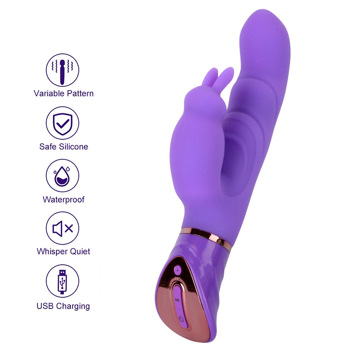 XINGHAOYA G Spot Rabbit Vibrator with Bunny Ears for Clitoris Stimulation, Waterproof Rechargeable Dildo Vibrator Clit Stimulator with 10 Vibration Modes Quiet Dual Motor for Women Couples