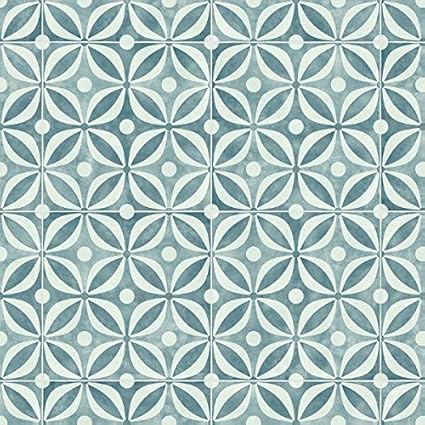 Cement Tile Effect Cushioned Sheet Vinyl Flooring Zircon Teal