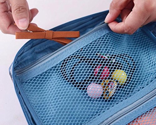 Muranba Travel Cosmetic Makeup Toiletry Case Bag Wash Organizer Storage Pouch Handbag (Blue) - Thumbnail 2
