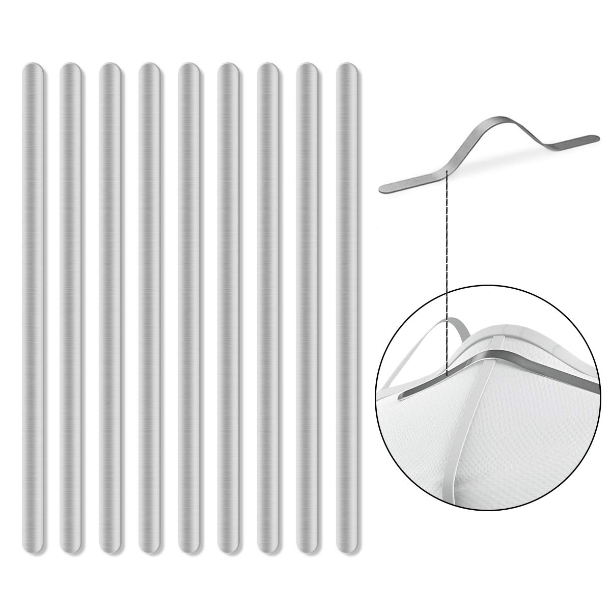 100PCS Nose Bridge Strips for Mask, Aluminium Metal Flat Strips Straps Adjustable Nose Clips Wire for DIY Face Mask Making Accessories for Sewing Crafts