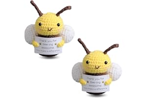 SHUAISHIDAI Cute Funny Crochet Bee Dolls and Creative Flying Design Knitted Mini Bee Animals with Emotional Support Cards for and Home Decor,Birthday Gift,Christmas,Kids and Party Gifts(2PCS)