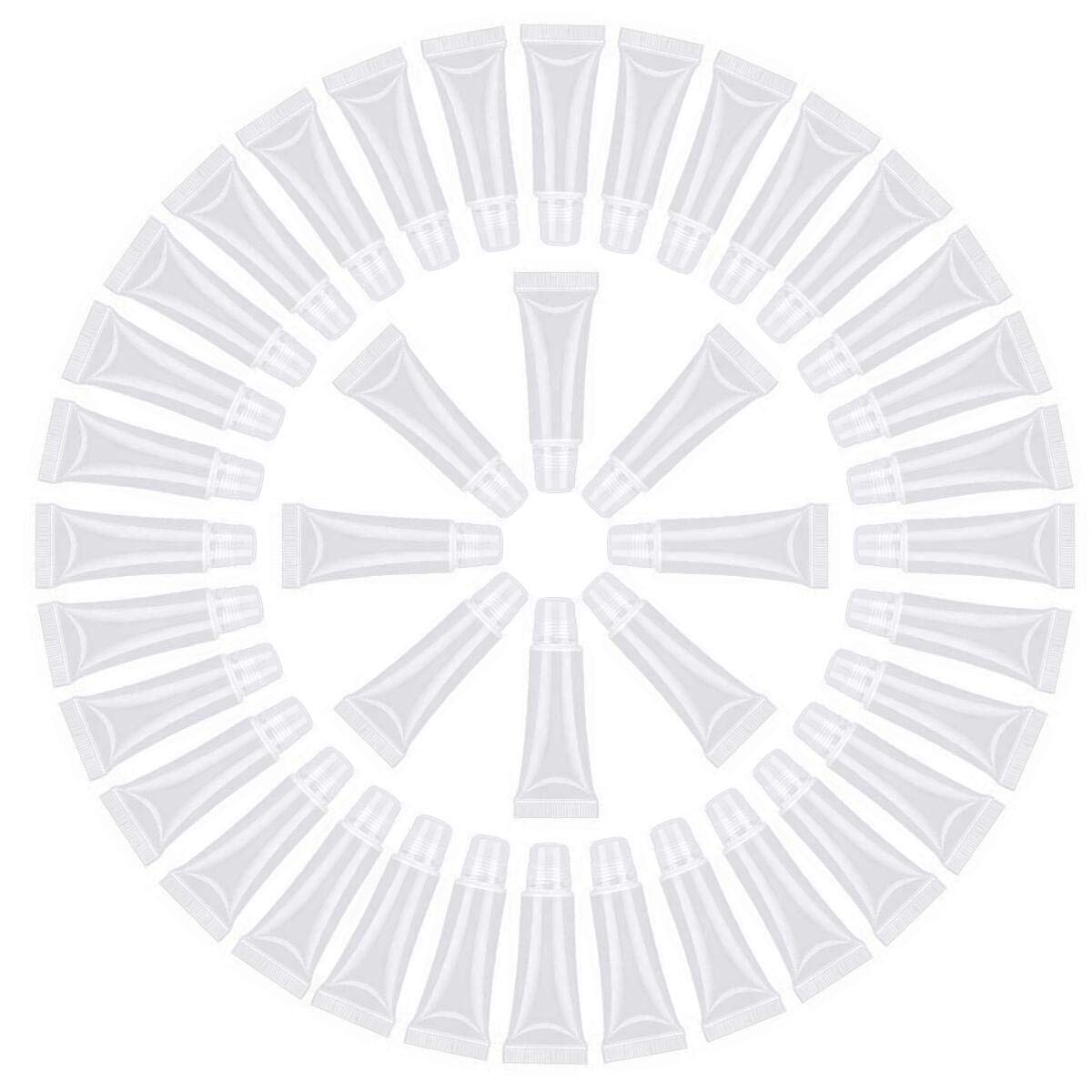 30Pcs-10ml Mini Clear Refillable Empty Tubes Lip Gloss Balm Container，Soft Tubes Makeup Box，Shampoo Samples Empty Tubes with Screw Cover