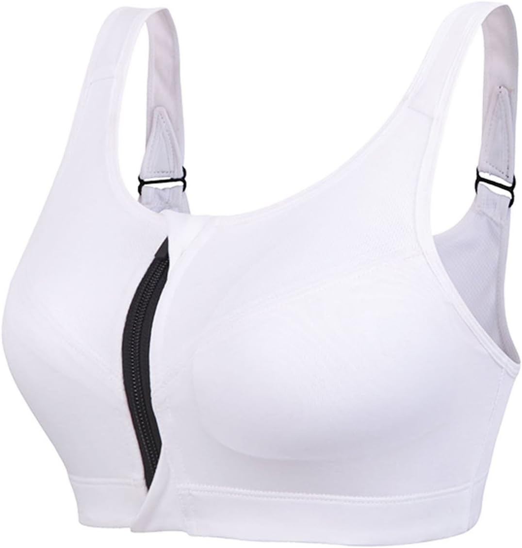 newlashua Women's High Support Push Up Zip Front Close Padded Sports Bra