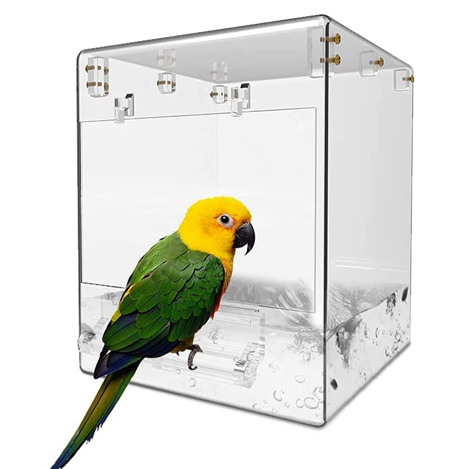 Powerful Bird Bathtub Hanging bird cage Bird Bath Bowl Transparent Bird Bath House big 17 * 13 * 13cm(Transparent)