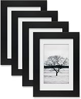 Egofine 6x4 Photo Frames Set of 4 Solid Wood Black Matte Finish