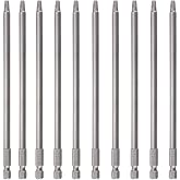 Rocaris 10pcs 1/4 Inch Hex Shank Long Magnetic Square Head Screwdriver Bits Set Power Tools SQ2 For Poket Hole Jig- 6 inch Length