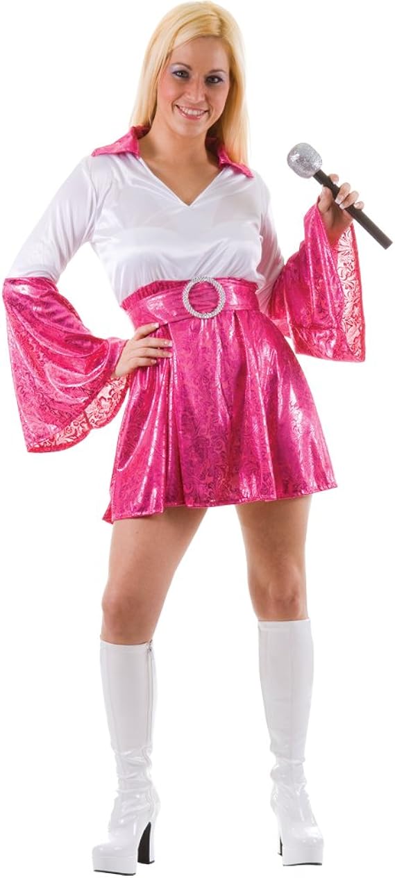 Dancing Queen 70s Abba Fancy Dress Costume Pink 810 Amazon.co.uk Clothing