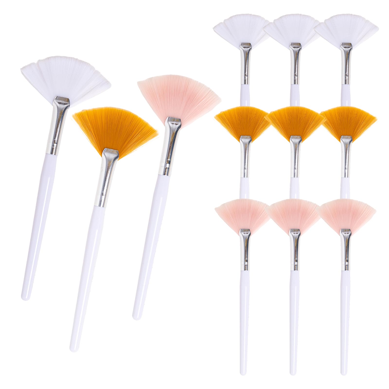 Photo 1 of 12PCS Fan Brush,Facial Brushes Esthetician,Fan Facial Mask Applicator Tools Soft Makeup Brushes Cosmetic Tools, Multipurpose Facial Mask Brushes for Estheticians and Home Use(3 colors?