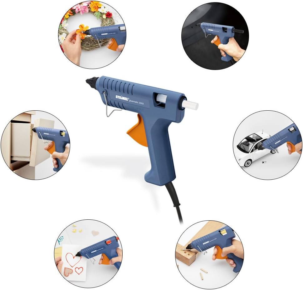 Steinel Gluematic 3002 - glue gun, PTC heating technology, delivery rate 16 g/min, incl. 3 ULTRA power glue sticks 11 mm, Blue - Image 3