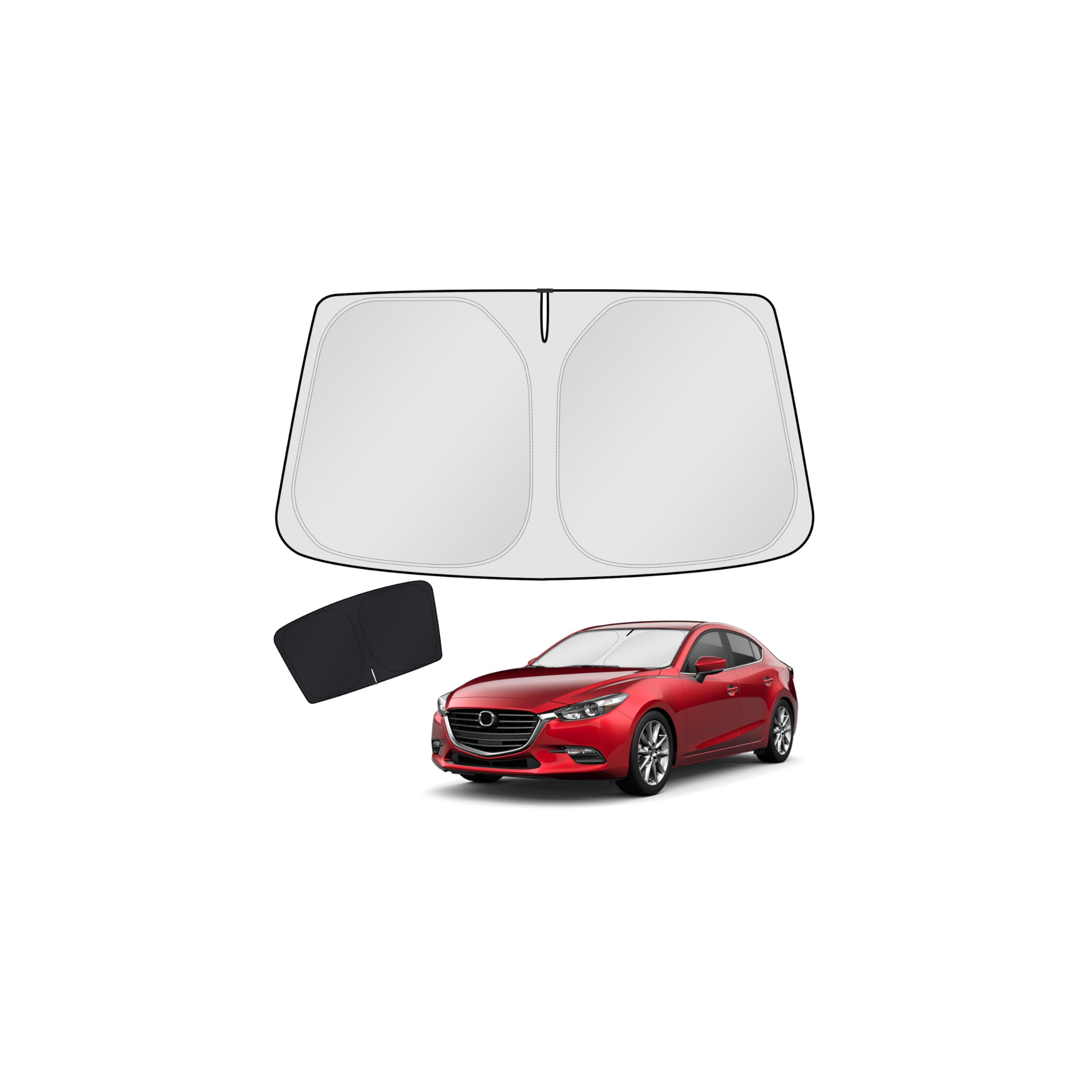 Photo 1 of KUST Windshield Sun Shade for Mazda 3 2014 2015 2016 2017 2018 Mazda3 Accessories Hatchback/Sedan Custom Fit Sunshade Foldable Sun Visor Protector Blocks UV Rays Keep Your Car Cooler