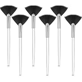 Maitys 6 Pack Fan Brush for Face Mask Application,Black Hair | Soft Bristles with Facial Skincare Design, Ergonomic Handle, Easy Clean Reusable Brush for DIY Masks and Cosmetic Application