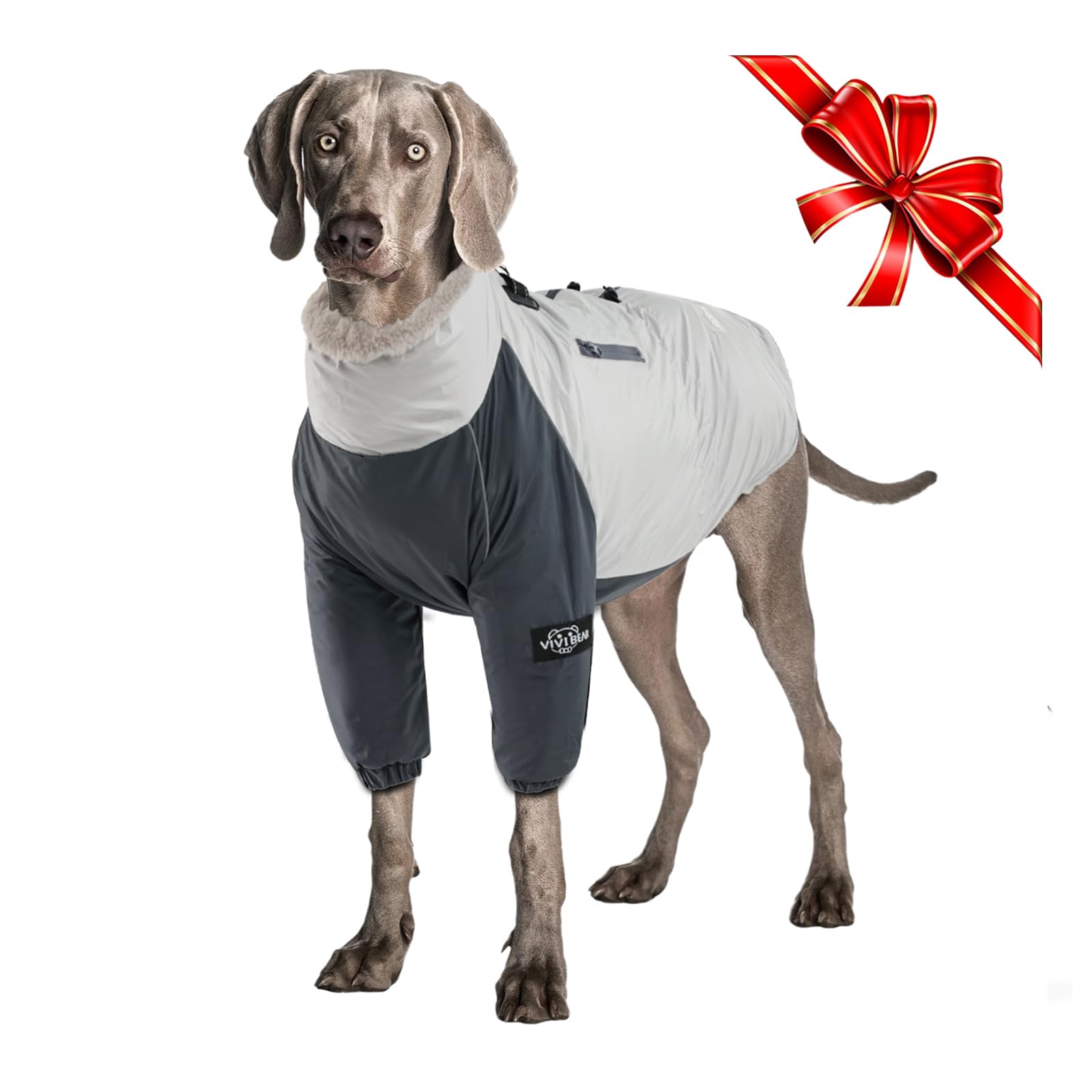 Dog Winter Coat Soft Fleece Jacket With Harness D-ring and Pocket, Waterproof Windproof Warm Cold Weather Jacket Cozy 2 Leg Dog Sports Vest Ski Suit for Medium Large Dogs Walking Hiking Travel, L