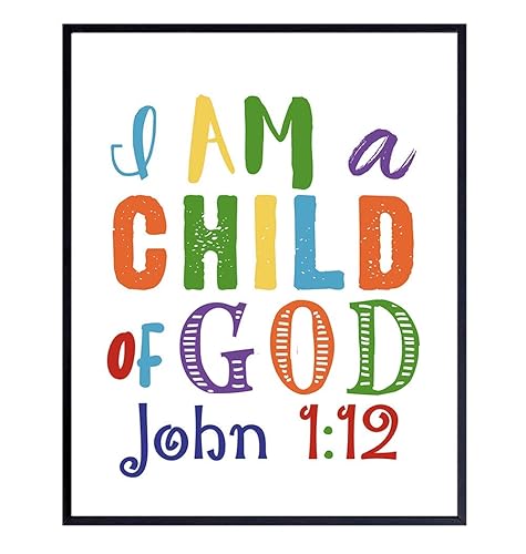 Amazon Com Childrens Bible Verse Wall Art Religious Wall Decor Child Of God John 1 12 Scripture Wall Decor For Kids Bedroom Girls Boys Room Christian Gifts Unframed 8x10 Inspirational Poster Print Handmade