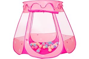 Princess Tent for Kids with 50 Balls,Toys for Girl Birthday Gift,Pop Up Foldable Ball Pits for Kids with Carrying Bag, Indoor