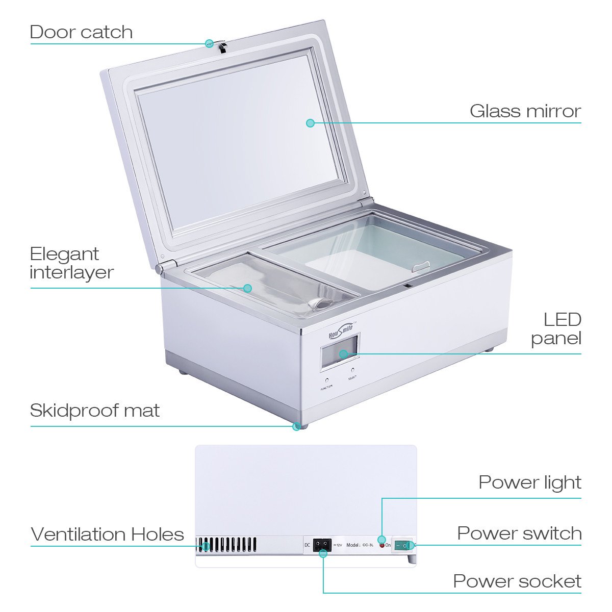 Housmile 3L Portable Cosmetic Refrigerator, Electric Cooler Mini