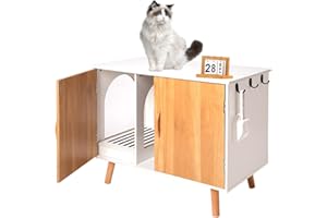 Maksone Hidden Cat Litter Box Furniture, Extra-Large Litter Box Enclosure with Cat Scratcher&Deodorization, 31.5 x 18.5 x 24.4 Inches for Large Cat
