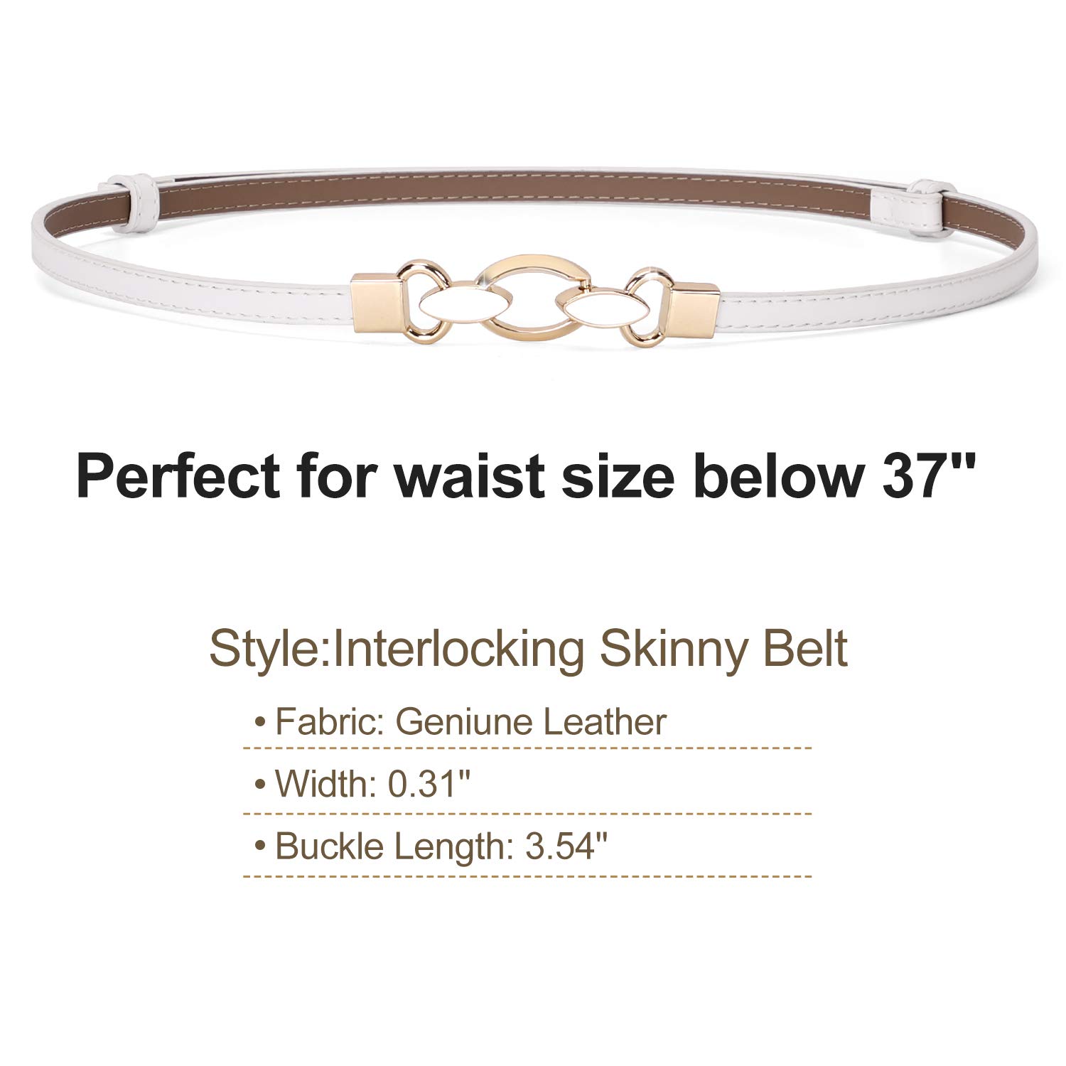 Patent Leather Skinny Women Belt Thin Waist Belts for Dresses with Interlocking Buckle