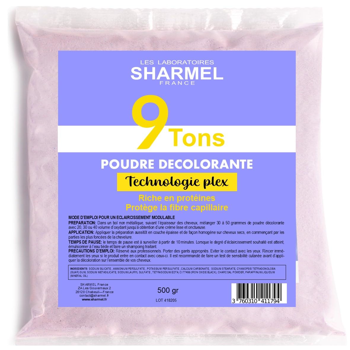 Sharmel France 9 Tone Bleach Powder with High Protection Plex 500g