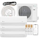 Senville Mini Split Air Conditioner Heat Pump, White, Tri Zone, 28000 BTU | Energy Star Certified, Works with Alexa, Ductless, Wall Mounted, AHRI Certified, 208-230V Inverter