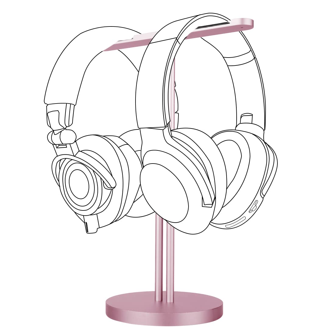 GEEKRIA Aluminum Alloy Dual Headphones Stand for Over-Ear Headphones, Gaming Headset Holder, Desk Display Hanger with Solid Heavy Base Compatible with Bose, Beats, Sony, AKG, ATH (Rose Gold)