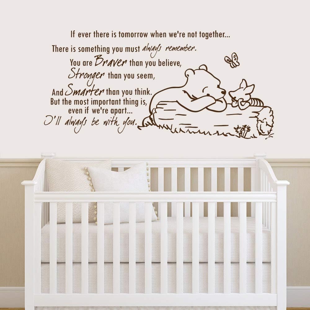 Winnie The Pooh Quote Wall Decal Vinyl Sticker Decals Quotes Braver Stronger Smarter Wall Decor Nursery Baby Room Art Kids Playroom x216
