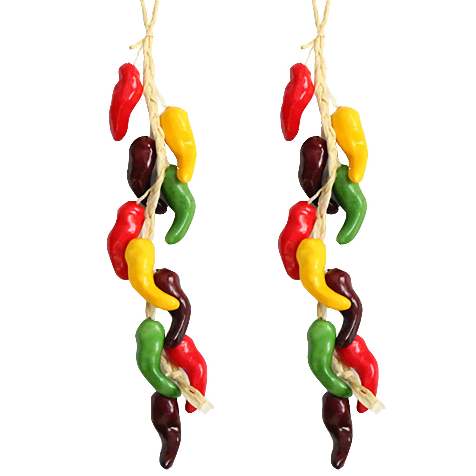 Photo 1 of 2Pcs Artificial Hanging Pepper String Fake Colorful Bell Peppers Skewers Simulation Faux Pepper Vegetable Garland Model Ornaments for Home Kitchen Farmhouse Party Wall Decorations Photography Props