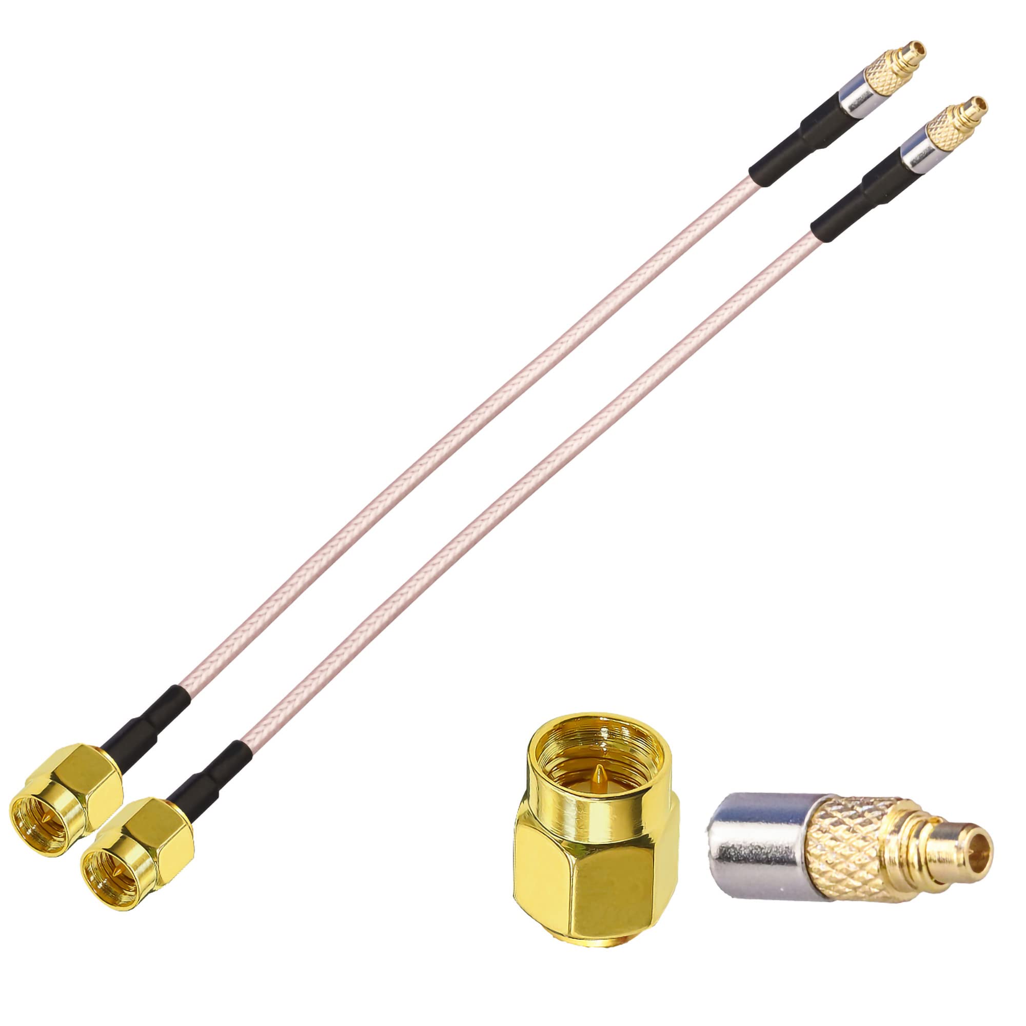 TUOLNK 2 Pack 6-Inch SMA to MMCX Male Coax Cable Antenna Extender for WiFi/Ham Radio/GPS/3G 4G LTE - SMA to MMCX Adapter